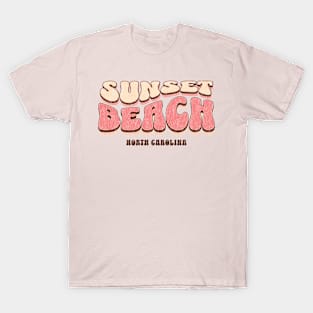Sunset Beach, North Carolina Retro Bubble Text T-Shirt